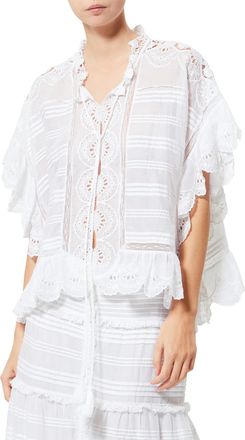 Isabel Marant White Shirt with Eyelet Lace Detailing