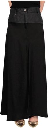 Pinko Gelosia Satin Crinkle Skirt - Dames - Maxi Rokken - Zwart - S - Satijn - Rokken