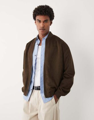 Asos Giacca oversize in camoscio sintetico marrone