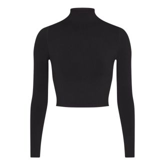 Nike (WMNS) Nike x SKIMS Vintage Seamless Mock-Neck Crop Obsidian TPLST7919W-OBD