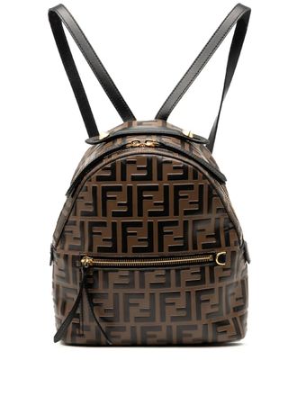 Fendi 2010-2025 Mini Zucca Embossed Leather By The Way Backpack tote bag - Black