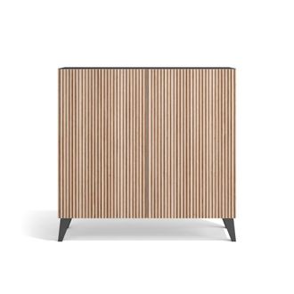 HERDASA Zapatero melamina grafito puertas efecto vallado claro 87x90x27cm