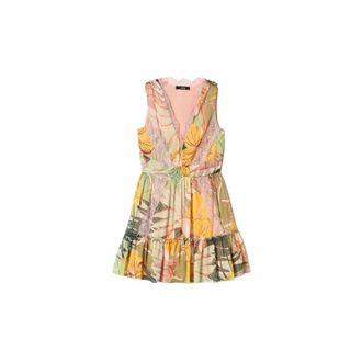 Twinset Gedrukte Crepon Korte Jurk - Dames - Zomerkleedjes - Veelkleurig - XS - Polyester - Kleedjes