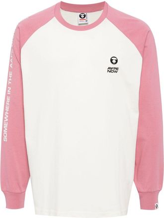 Aape By A Bathing Ape Moonface logo raglan long sleeve tee - men - Cotton - M - Pink