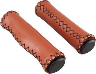 OEM Pu&ntilde;os Para Manillar De Bicicleta De Monta&ntilde;a, 1 Par, Pu&ntilde;os De Pu Antideslizantes Marrones Con Tapas Protectoras
