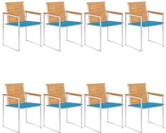 vidaXL Vidaxl - Sillas De Jard&iacute;n Y Cojines 8 Unidades Madera Maciza De Acacia