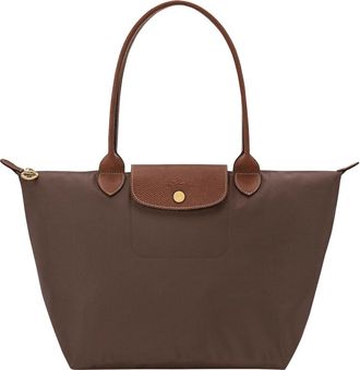 Longchamp Le Pliage Original Schoudertas M - Dames - Shoppers - Bruin - ONE Size - Leer - Tassen