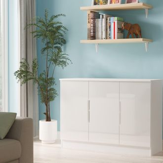 Lewis's Milan 3 Door Sideboard in White Gloss & White Matt - Ready Assembled - Lewiss Home | TJ Hughes