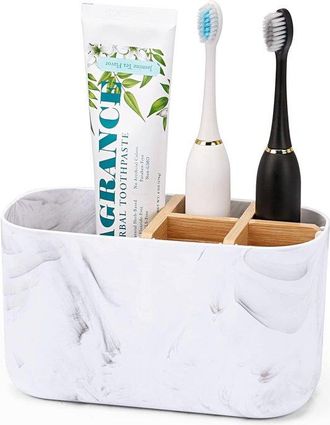 OEM Soporte Para Cepillos De Dientes De Ba&ntilde;o, Organizador Cepillos Dientes Bamb&uacute; 5 Compartimentos, Soporte Pasta Dientes Cepillos Dientes El&eacute;ctricos