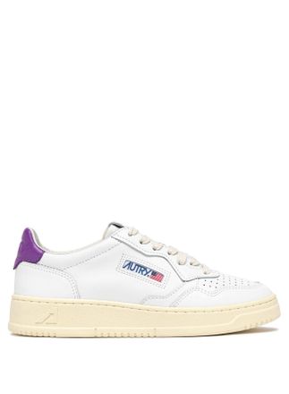 Autry Low-Top Perforated Leather Sneakers with Contrasting Heel Tab