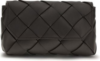 Bottega Veneta Mens Leather Fanny Pack Intrecciato Espresso-Silver Calf Shoulder Bags Espresso/silver