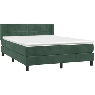 vidaXL Cama Box Spring Con Colch&oacute;n Terciopelo Verde Oscuro 140x200 Cm Vidaxl