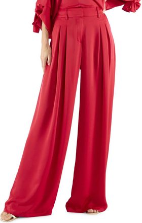 Ramy Brook Oscar Pleated Wide Leg Pants In Scarlet