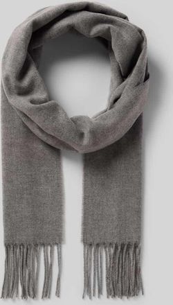 Christian Berg Schal mit Fransen in Mittelgrau Melange, Größe 1