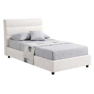 Dmora Cama Individual Brendola, Colch&oacute;n Incluido, Desenfundable, Fabricado En Italia, Con Contenedor, Beige