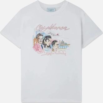 Casablanca Mens Mens White Casablanca Le Liaison Printed T-Shirt - Size: 36