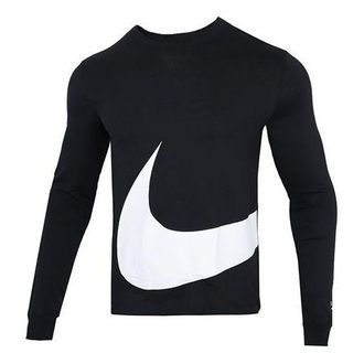 Nike Mens Nike Sportswear Contrasting Colors Large Logo Round Neck Sports Long Sleeves Black DD3396-010