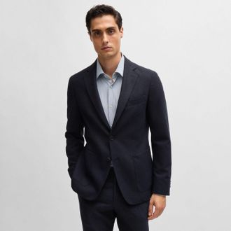 HUGO BOSS Mens P-Hanry Slim-Fit Blazer in Dark Blue Wool - Size 40W/32L