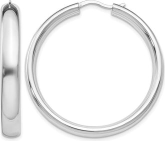 Diamond2Deal Sterling Silver 5x36mm Half Round Tube Hoop Earrings