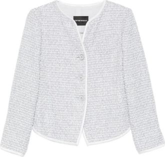 Emporio Armani Lurex Tweed Jas - Dames - Blazers - Grijs - L - Tweed - Jassen