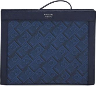 Ferragamo Clutch con monogramma jacquard - Blu