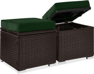 Best Choice Products Set of 2 Wicker Ottomans, Multipurpose Furniture w/ Removable Cushions, Steel Frame