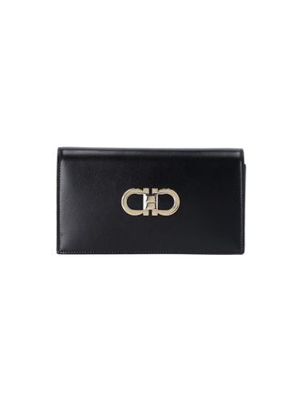 Ferragamo Black Mini Gancini Brushed Leather Bag