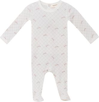 Fragile Soft Rib Mesh Print Romper in White/blossom at Nordstrom, Size 3M