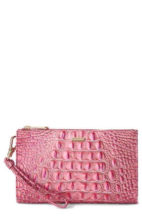 Brahmin Daisy Croc Embossed Leather Wristlet in French Rose Melbourne at Nordstrom