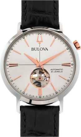 Bulova Accessoires, Dames, Grijs, ONE Size, Leer, Classic Aerojet Automatic
