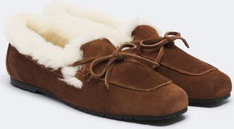 Aeyde Jasper shearling-lined suede boat shoes