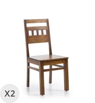 Moycor Set de 2 sillas de madera marr&oacute;n