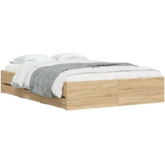 vidaXL Cama Con Cajones Madera Ingenier&iacute;a Roble Sonoma 135x190 Cm Vidaxl