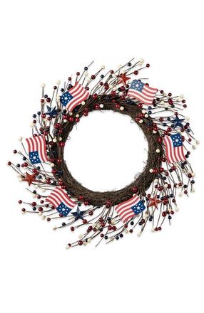 Glitzhome 22D PatrioticAmericana Flag and Berry Wreath in Blue at Nordstrom, Size Medium