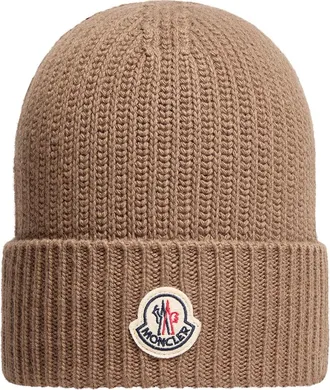 Moncler Moncler Tricot Wool Blend Beanie, Men, Brown, Size: One Size