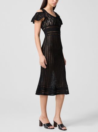 J.W.Anderson Womens Crochet midi dress with ruffled sleeves