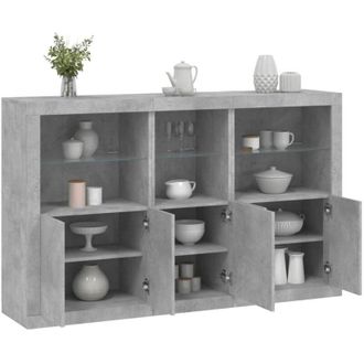 vidaXL vidaXL Credenza con Luci LED Grigio Cemento 162x37x100 cm