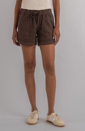 Kut from the Kloth Katana Drawstring Linen Blend Shorts in Chocolate at Nordstrom, Size X-Large
