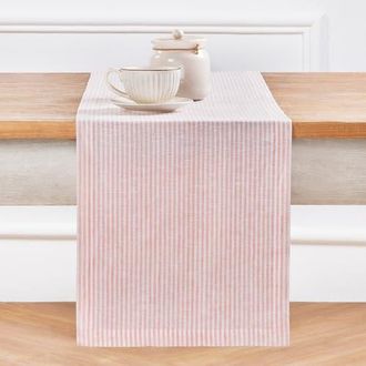 Solino Home Linen Table Runner for Dining Table, Holiday and Everyday Table Decor - Narrow Stripe in Peach And White at Nordstrom, Size Xx-Small