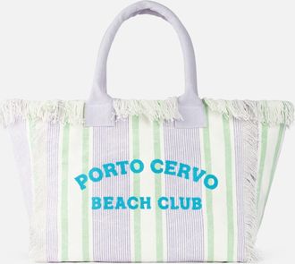 MC2 Saint Barth Porto Cervo Beach Club Striped Cotton Canvas Vanity Tote Bag