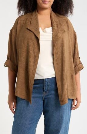 Max Studio Textured Open Front Jacket in Heather Umber at Nordstrom Rack, Size 3X