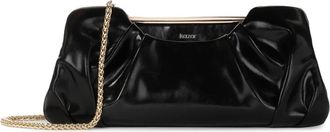 Kazar Gekreukelde leren handtas met metalen frame - Dames - Schoudertassen - Zwart - ONE Size - Leer - Tassen