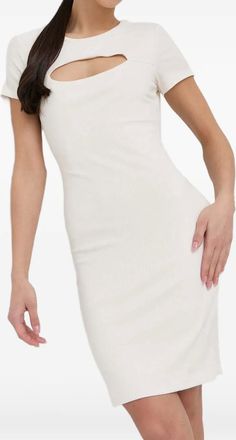 Guess Co Abito corto a coste con cut-out - Bianco