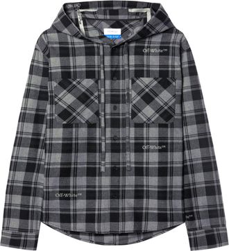 Off-white checked hooded shirt - men - Cotton - S - Grey
