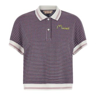 Marni Polo Shirts, female, Multicolor, Size: 2XS Checked Polo Shirt