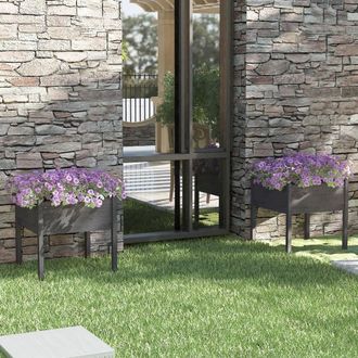 vidaXL Vidaxl - Jardineras 2 Uds Madera Maciza De Pino Gris 70x70x70 Cm