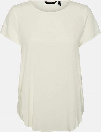 Vero Moda Womens Crew Neck Short Sleeve Shell Blouse - White - Size: 12