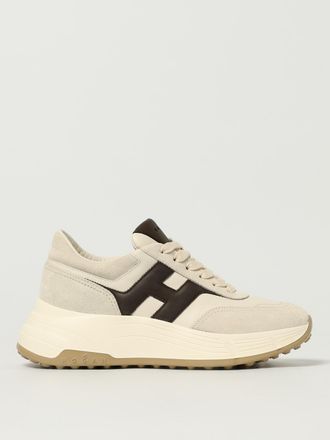 Hogan H669 Leather and Nappa Sneakers with Side H Logo and Platform Sole