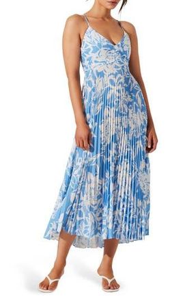 ASTR the Label Blythe Pleated Maxi Dress in Blue Floral at Nordstrom Rack, Size Medium
