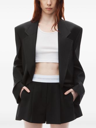 Alexander Wang Alexander Wang Womens High Waisted Pleated Short With Logo Elastic - Black Wool - Size 12 UK